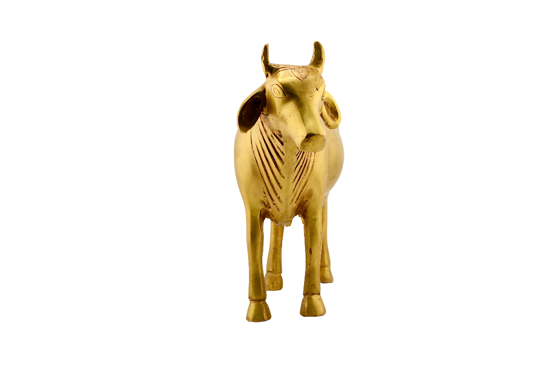 Handcrafted Brass Sacred Cow Figurine 8" - Matchless Gifts8