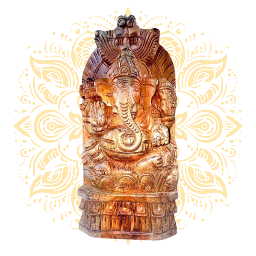 Handcrafted Wooden Ganesh Wall Ornament 12"