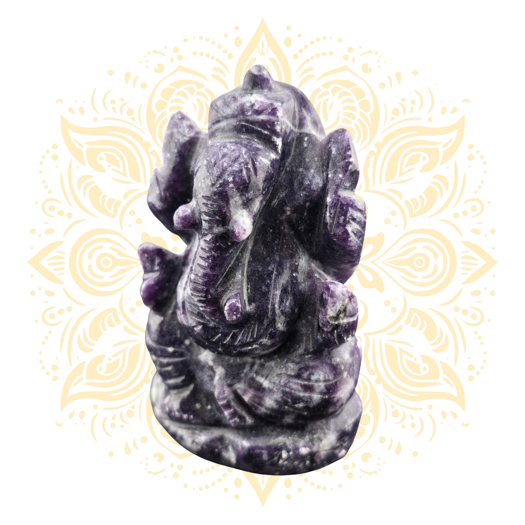 Gemstone Lepidolite Ganesh Murti 3" - Matchless Gifts2