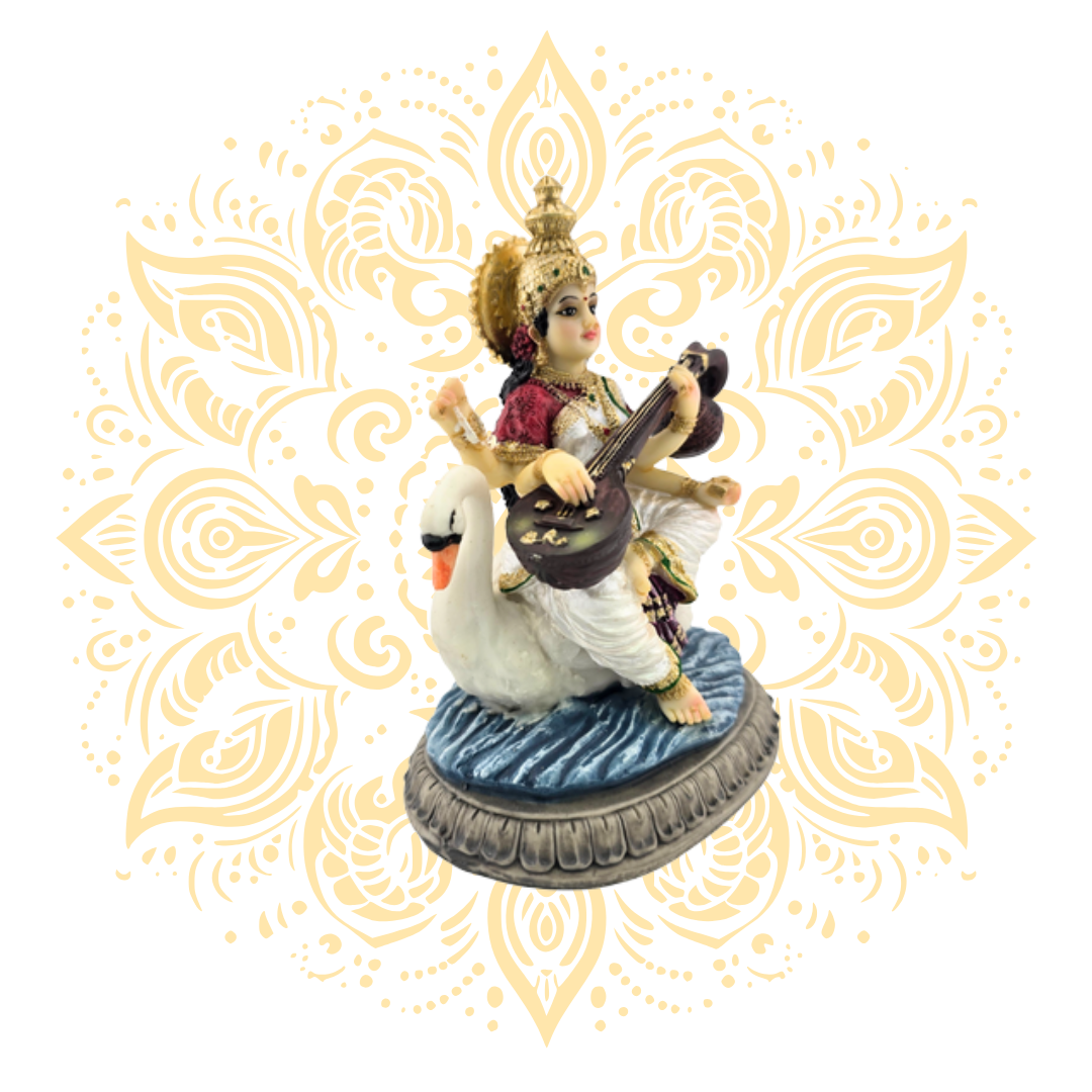 Polyresin Saraswati on Swan 5" - Matchless Gifts