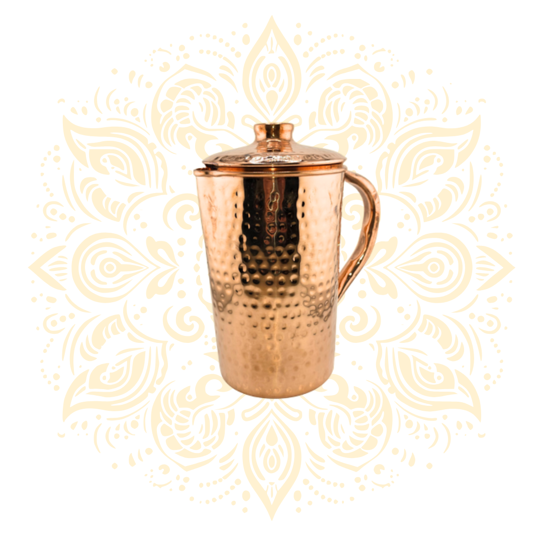 Copper Hammered Jug 1500 ml w/ Lid & Handle
