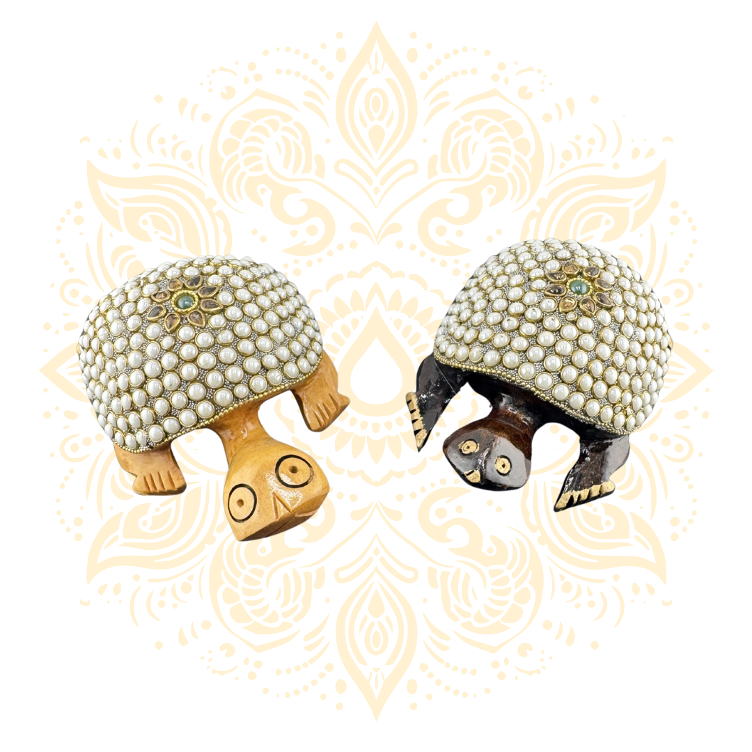 Wooden Moti Work Tortoise