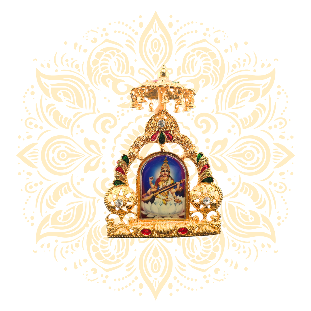 Tirth Golden Metal Deity Mini Mandir Stand
