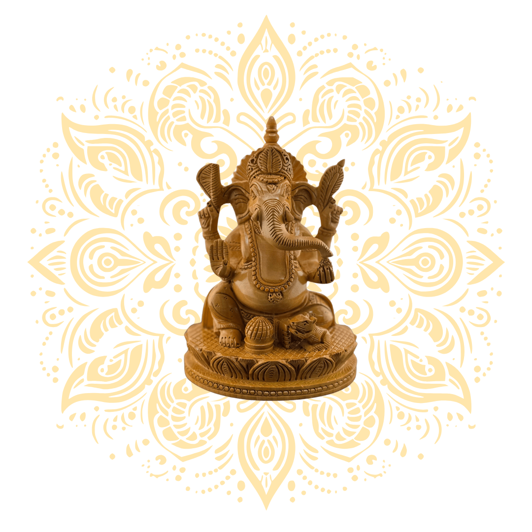 Hand-Carved Wooden Ganesh Murti 6" - Matchless Gifts1