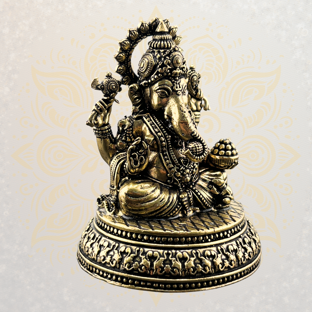 Antique Brass Lord Ganesh Murti 3'' - Matchless Gifts3
