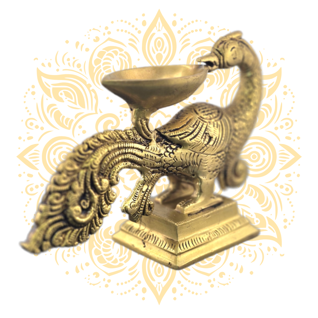 Brass Peacock Deepak Oil Lamp 5" - Matchless Gifts3