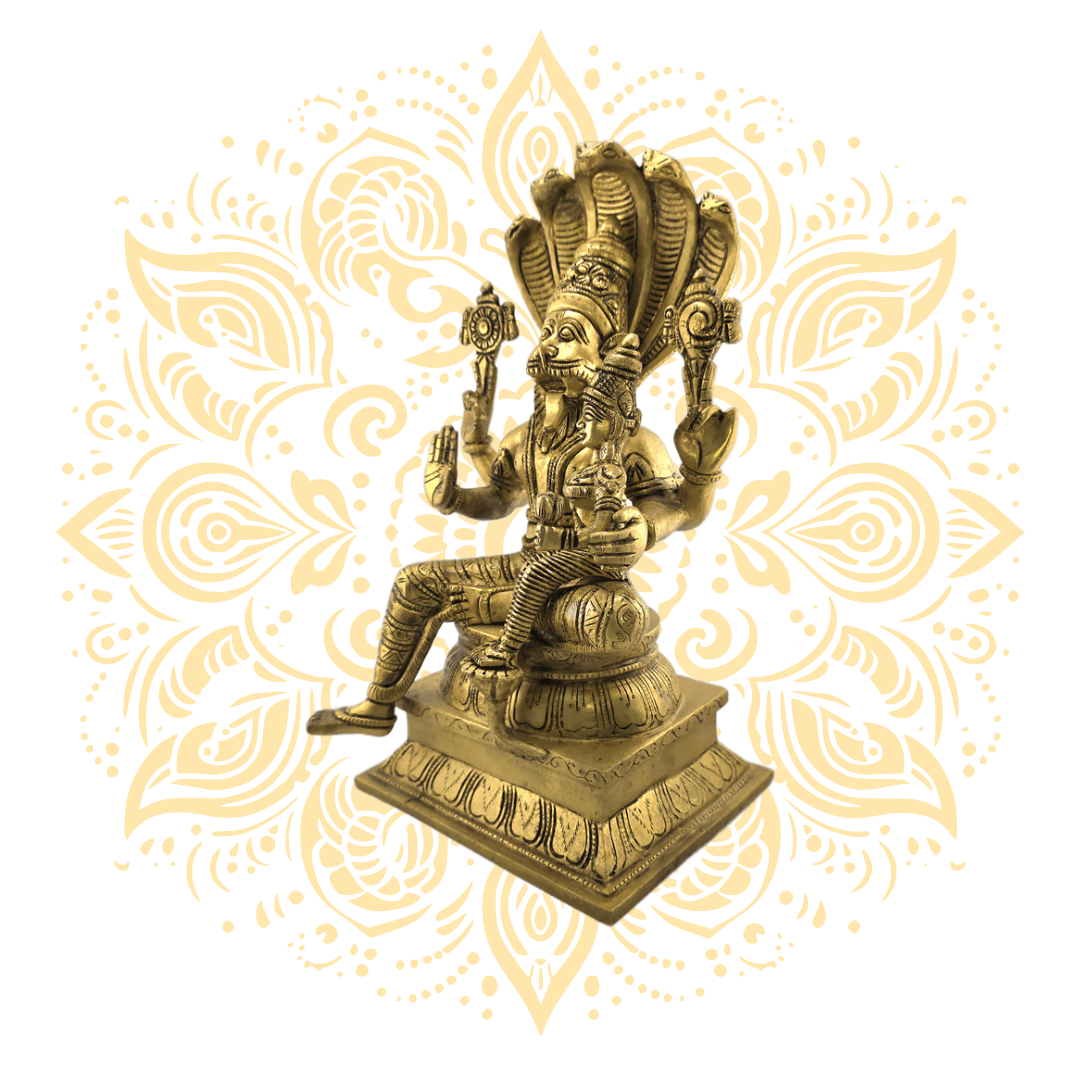 Brass Narasimha W/ Ananta Sesa 14" - Matchless Gifts