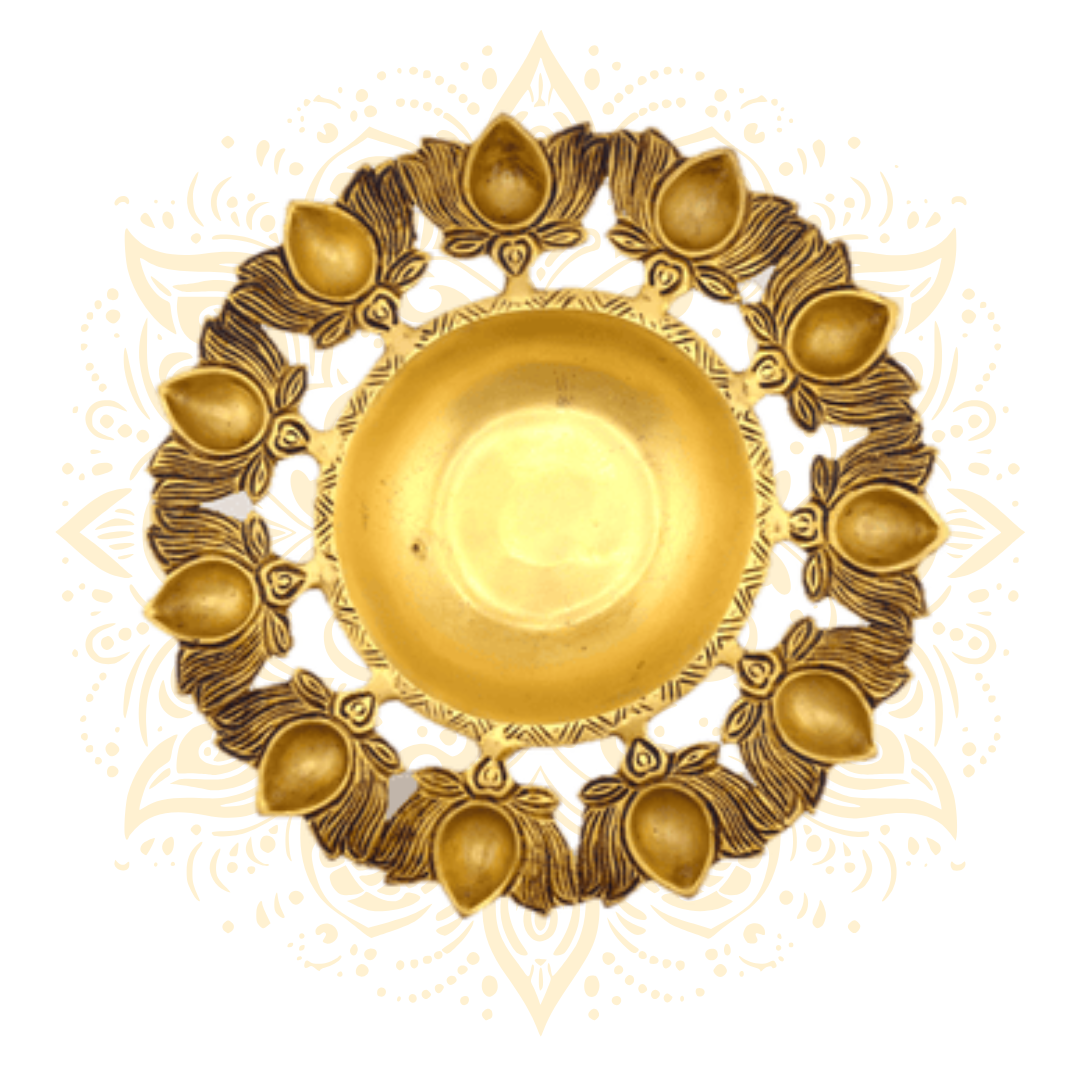 Brass Kamal Deepak Urli 9"