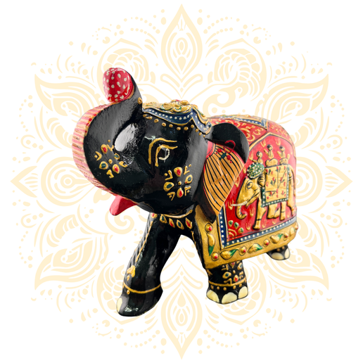 Wooden Black & Red Painted Elephant 5" - Matchless Gifts