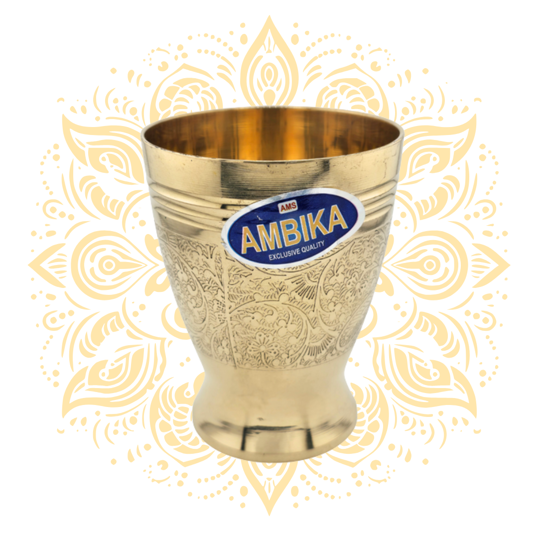 Ambika Engraved Brass Drinking Tumbler 4" - Matchless Gifts1