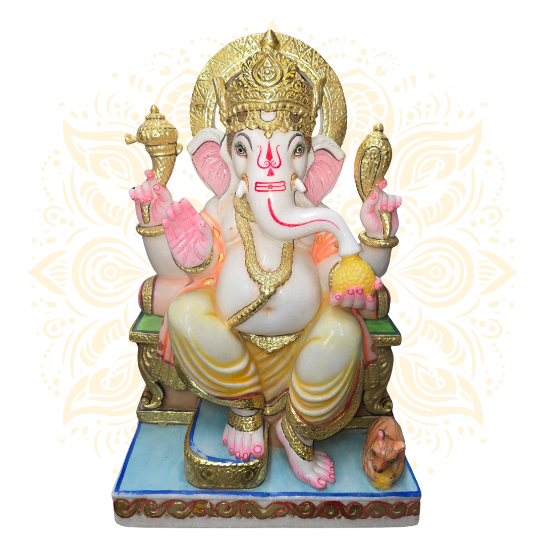 Marble Blessing Ganesh 19"