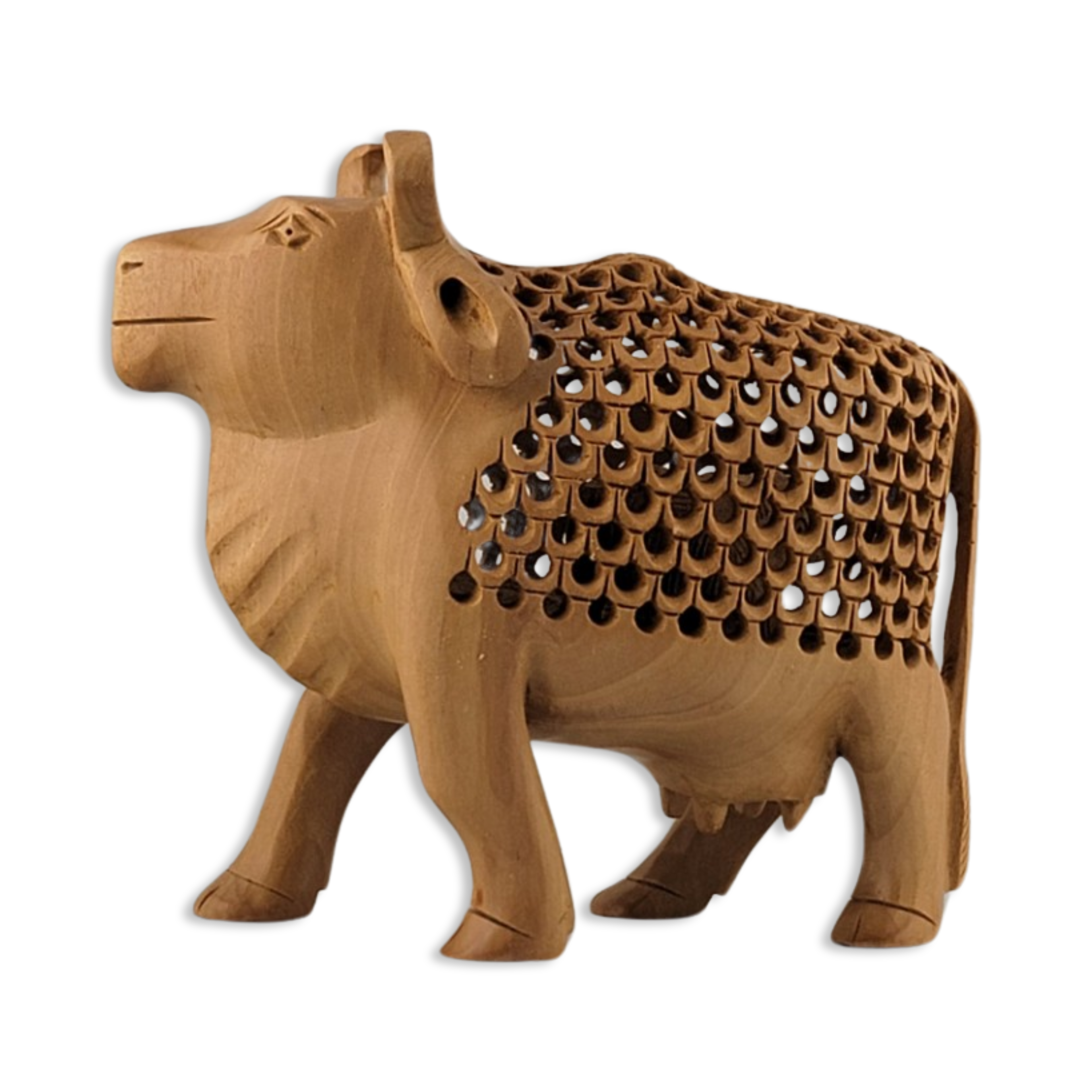 Hand Craved Wooden Jali Style Cow - Matchless Gifts7