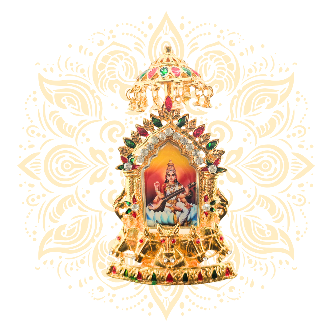 Rathyatra Golden Metal  Deity Mini Mandir Stand