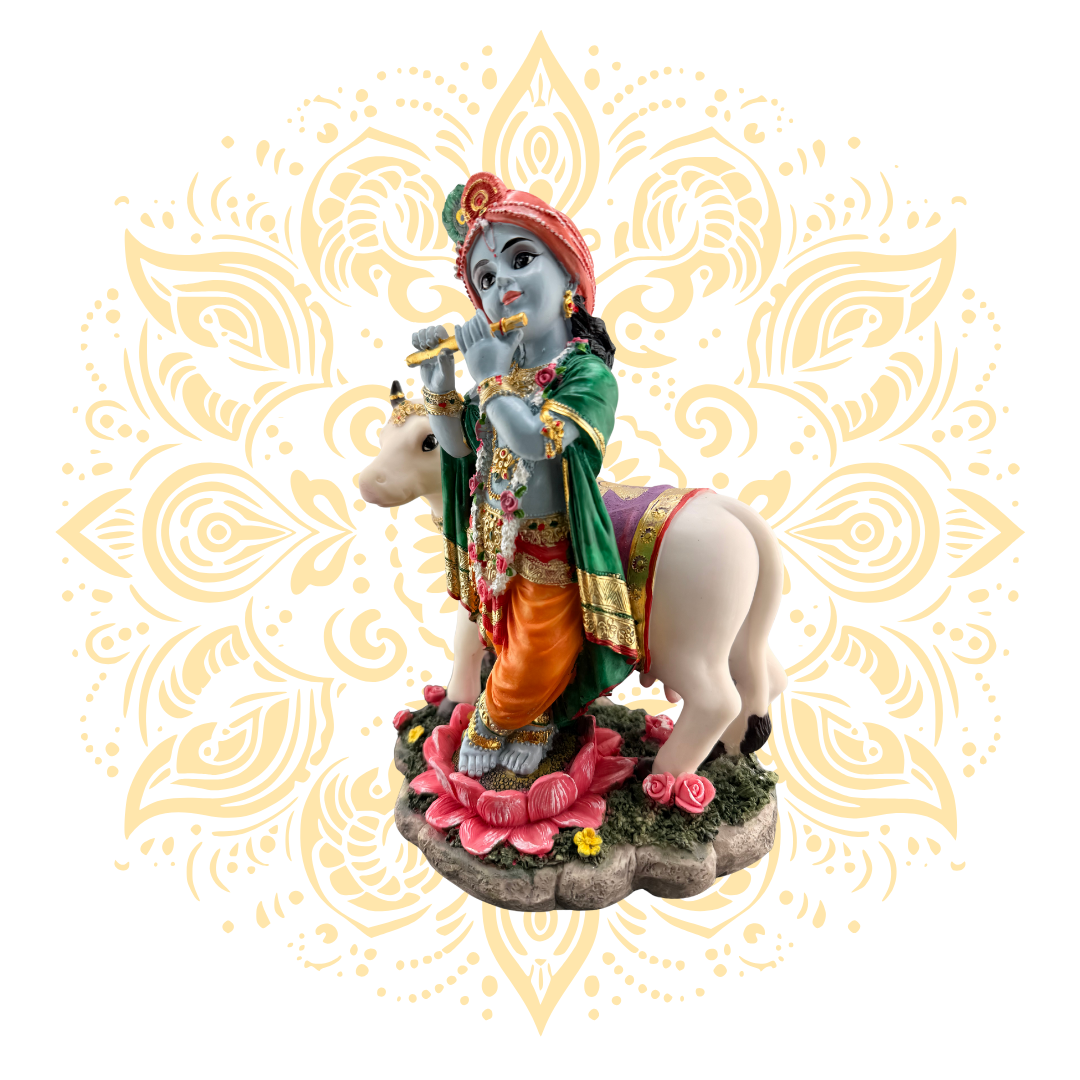 Polyresin Krishna Cow 10''