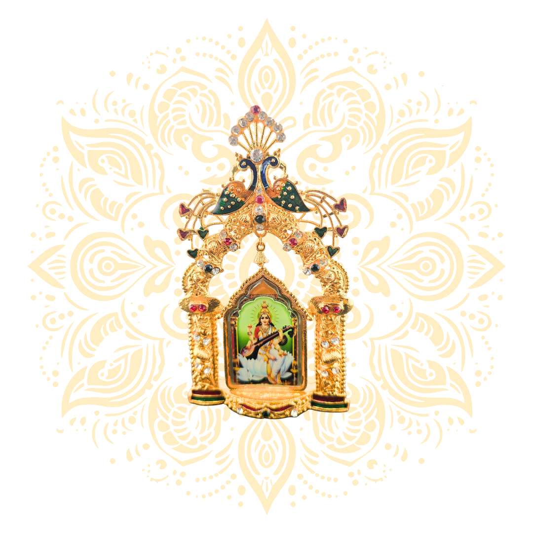 Moksha Golden Metal  Deity Mini Mandir Stand
