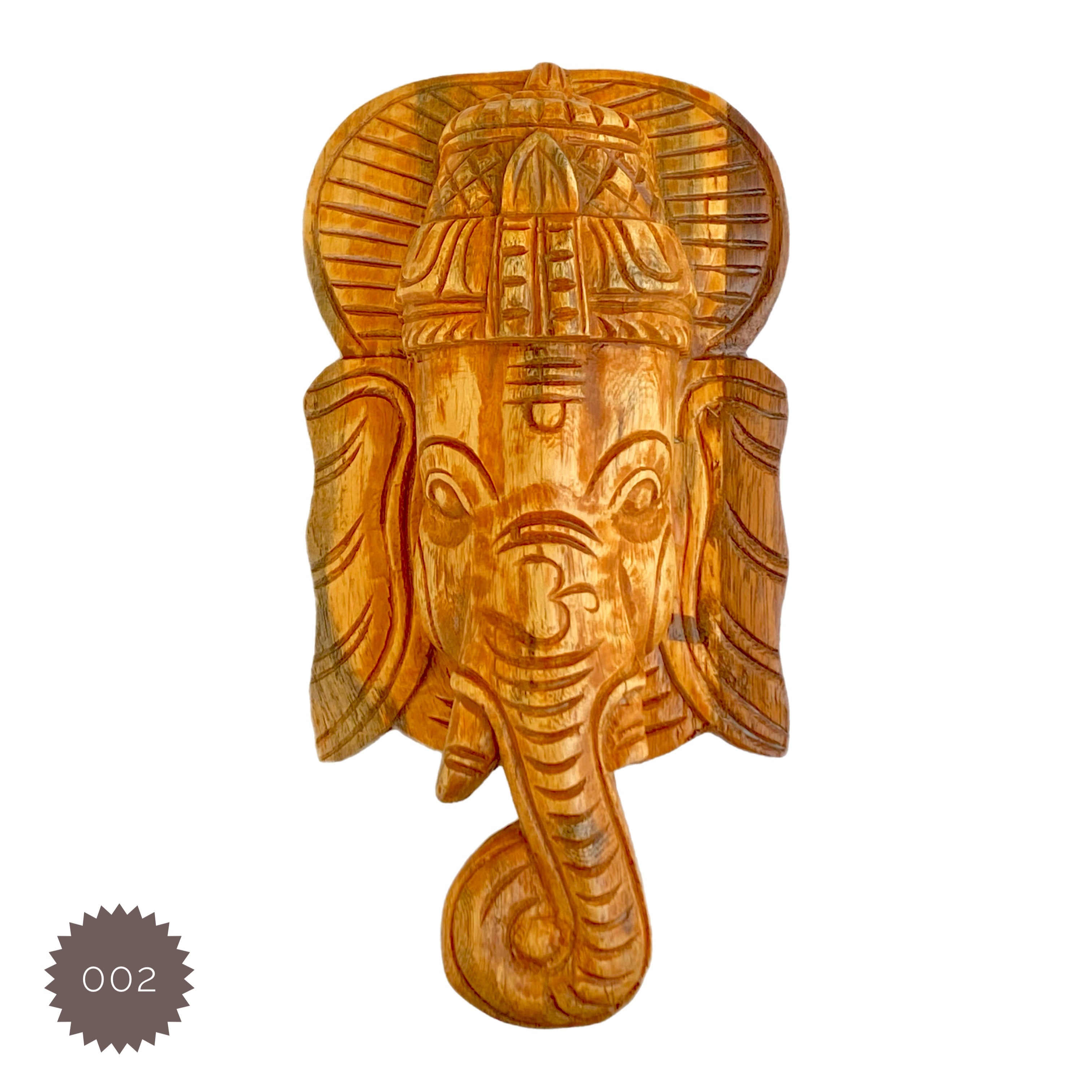 Hand-Carved Wooden Ganesha Face