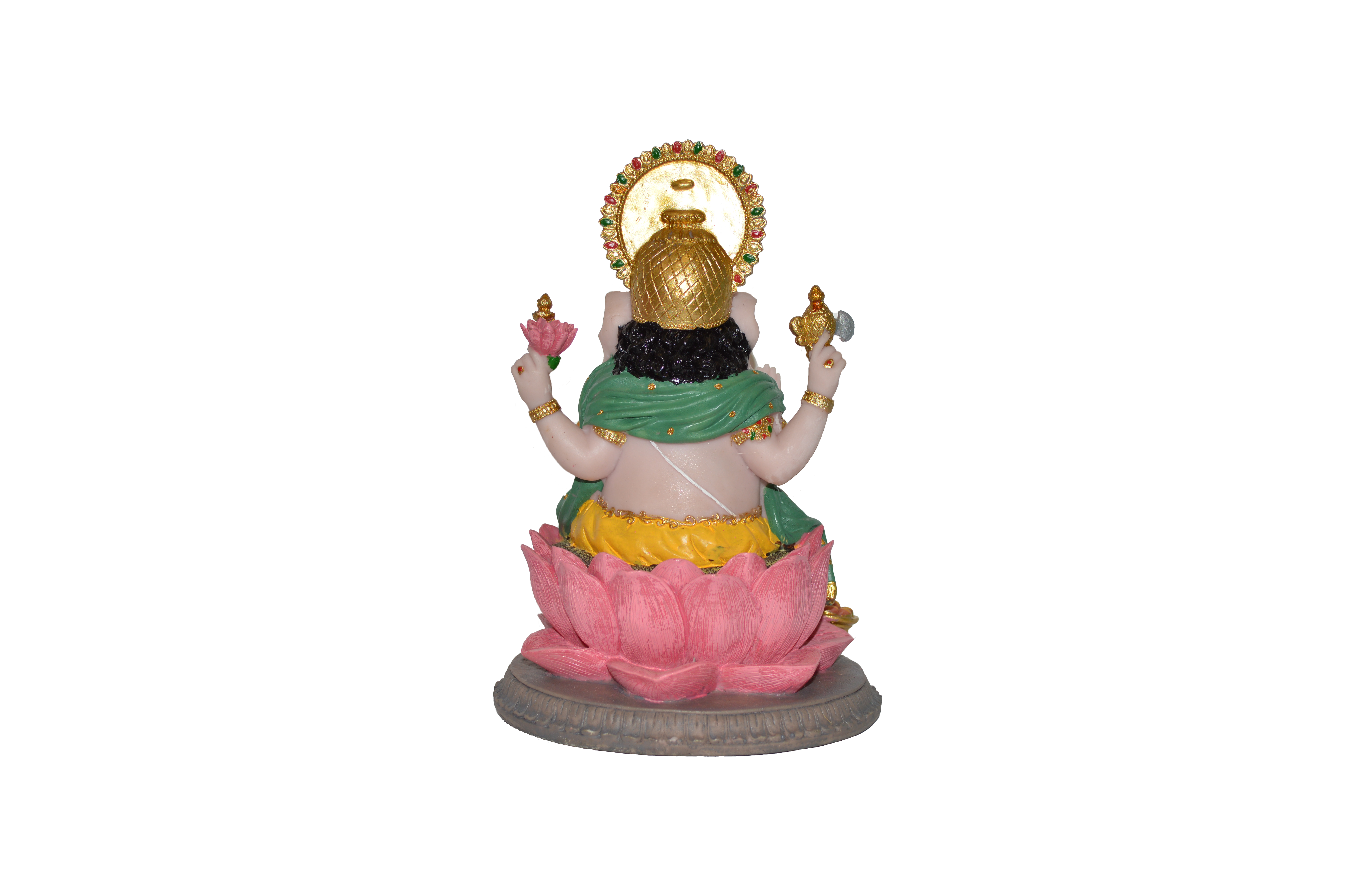 Polyresin Ganesh On Lotus 8.5" - Matchless Gifts