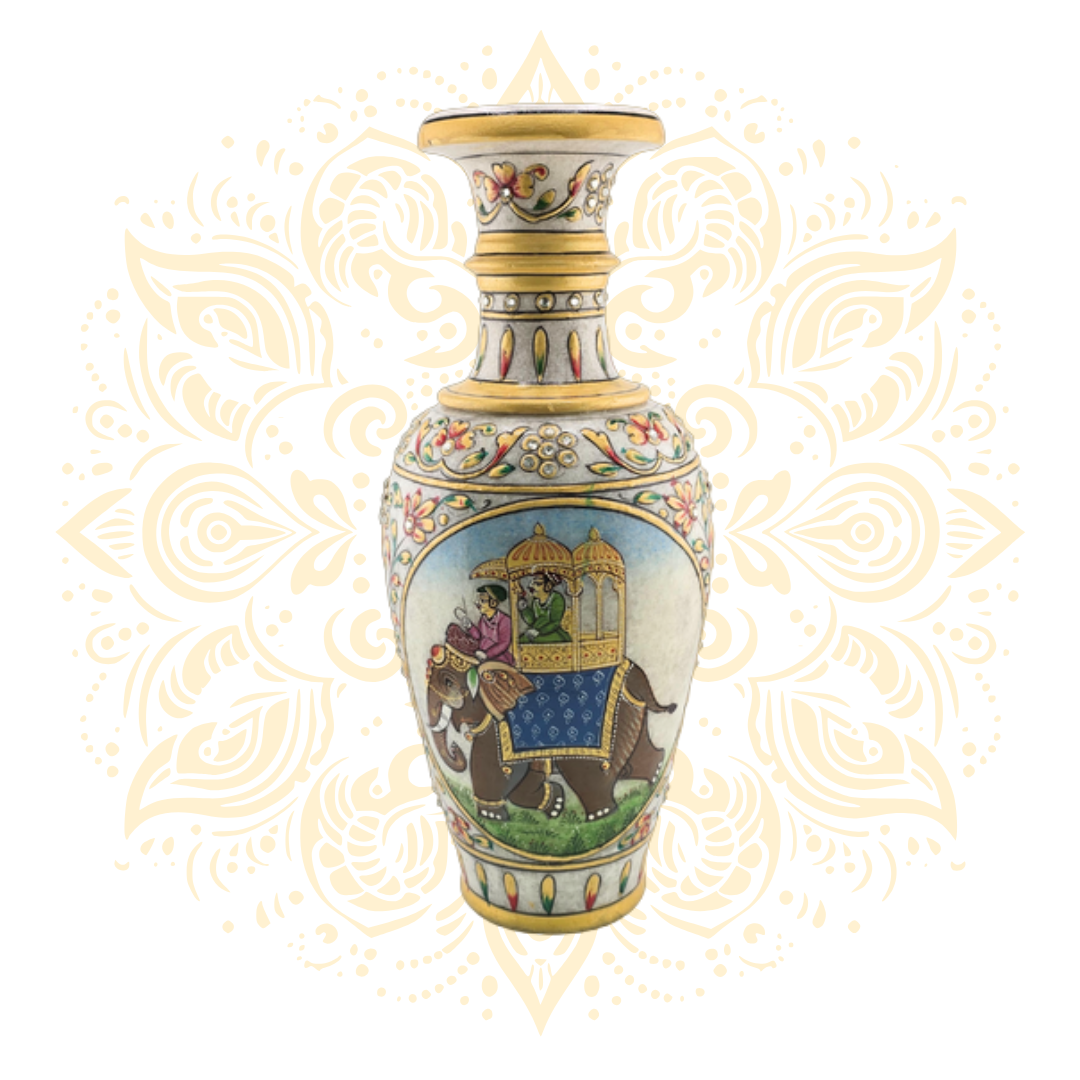 Hand-Painted Marble Flower Vase 12"