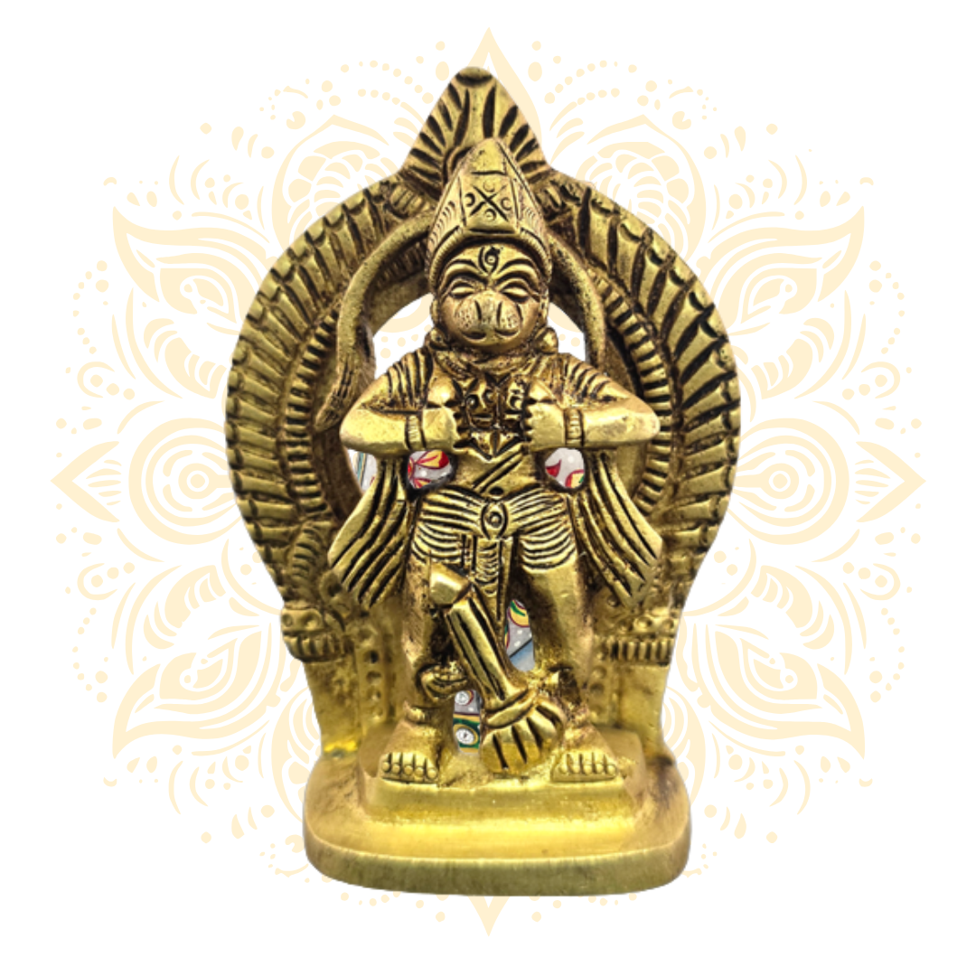 Brass Hanuman Framed Murti 2.75" - Matchless Gifts4