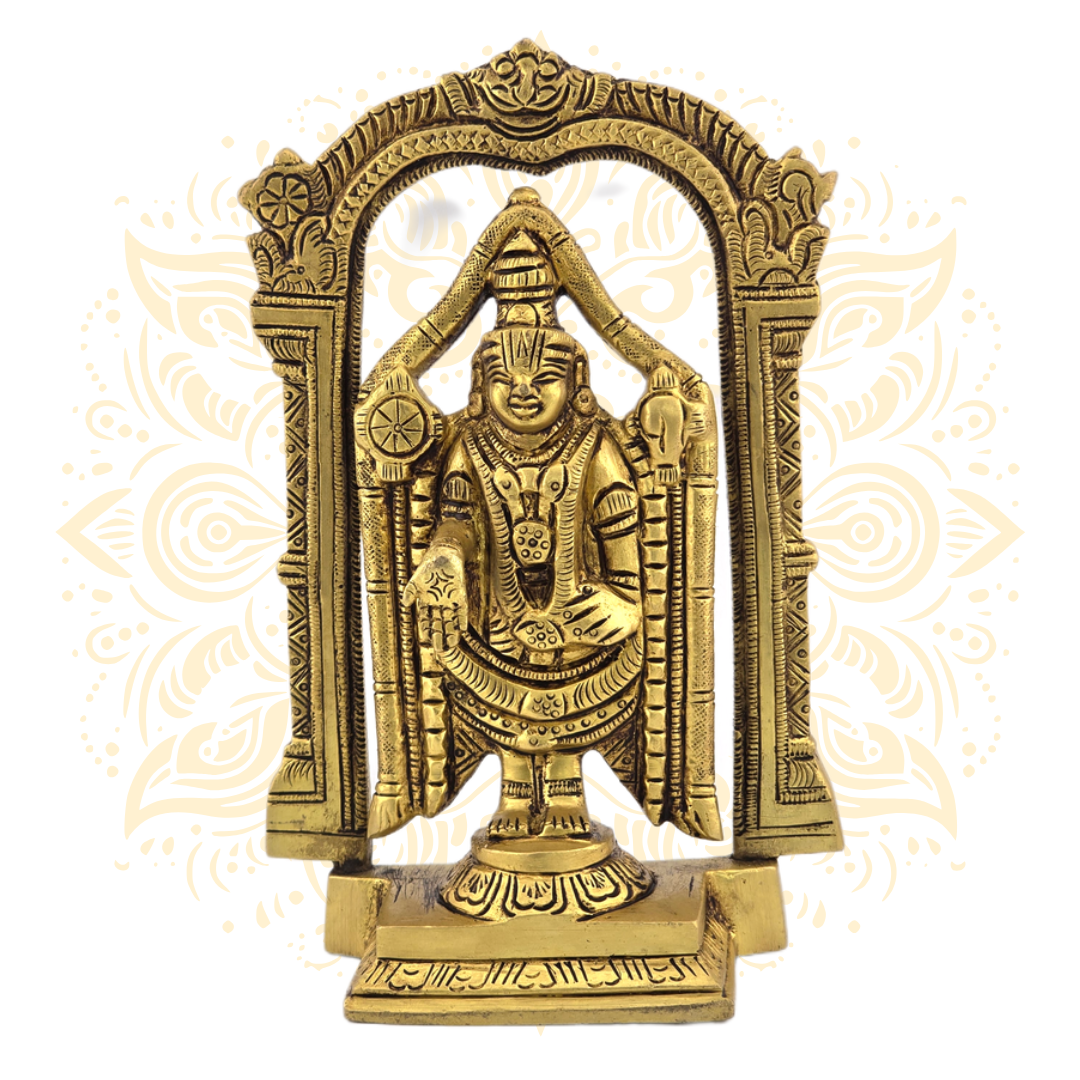 Brass Lord Balaji in Frame Murti 6.5" - Matchless Gifts1