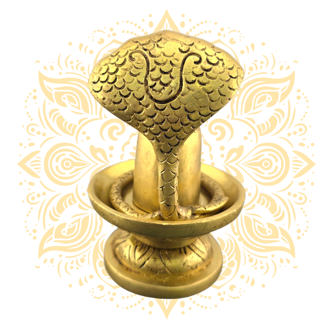 Brass Shiva Linga w/ Nandi & Five-Headed Cobra 5" - Matchless Gifts3