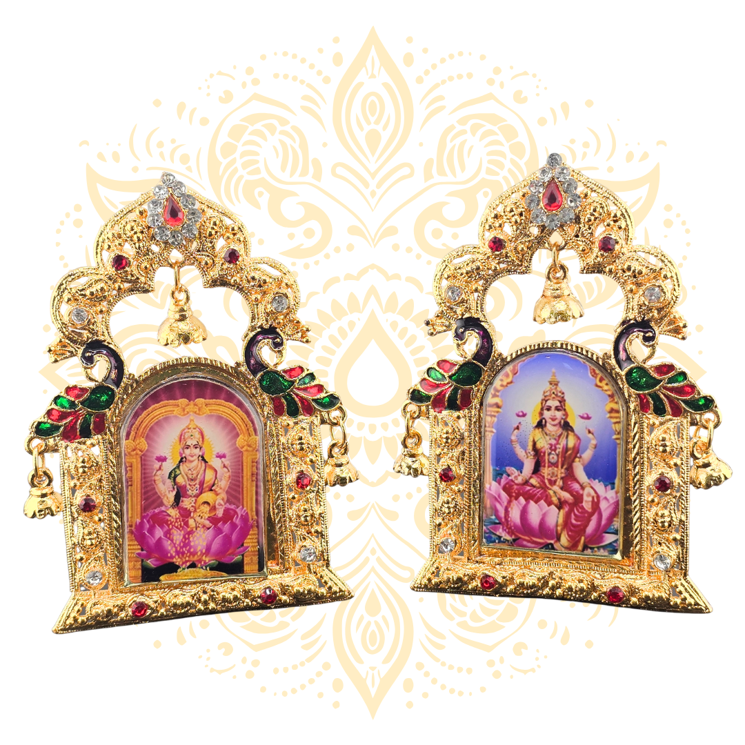 4 Inch Gold  Mini Mandir Stand with Bells