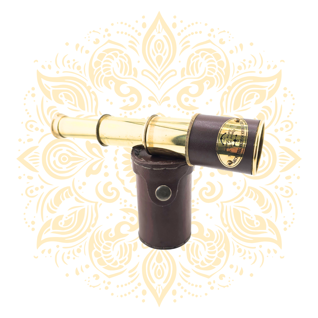 Vintage Brass Telescope – 7 Inch Collapsible Spyglass with Leather Case