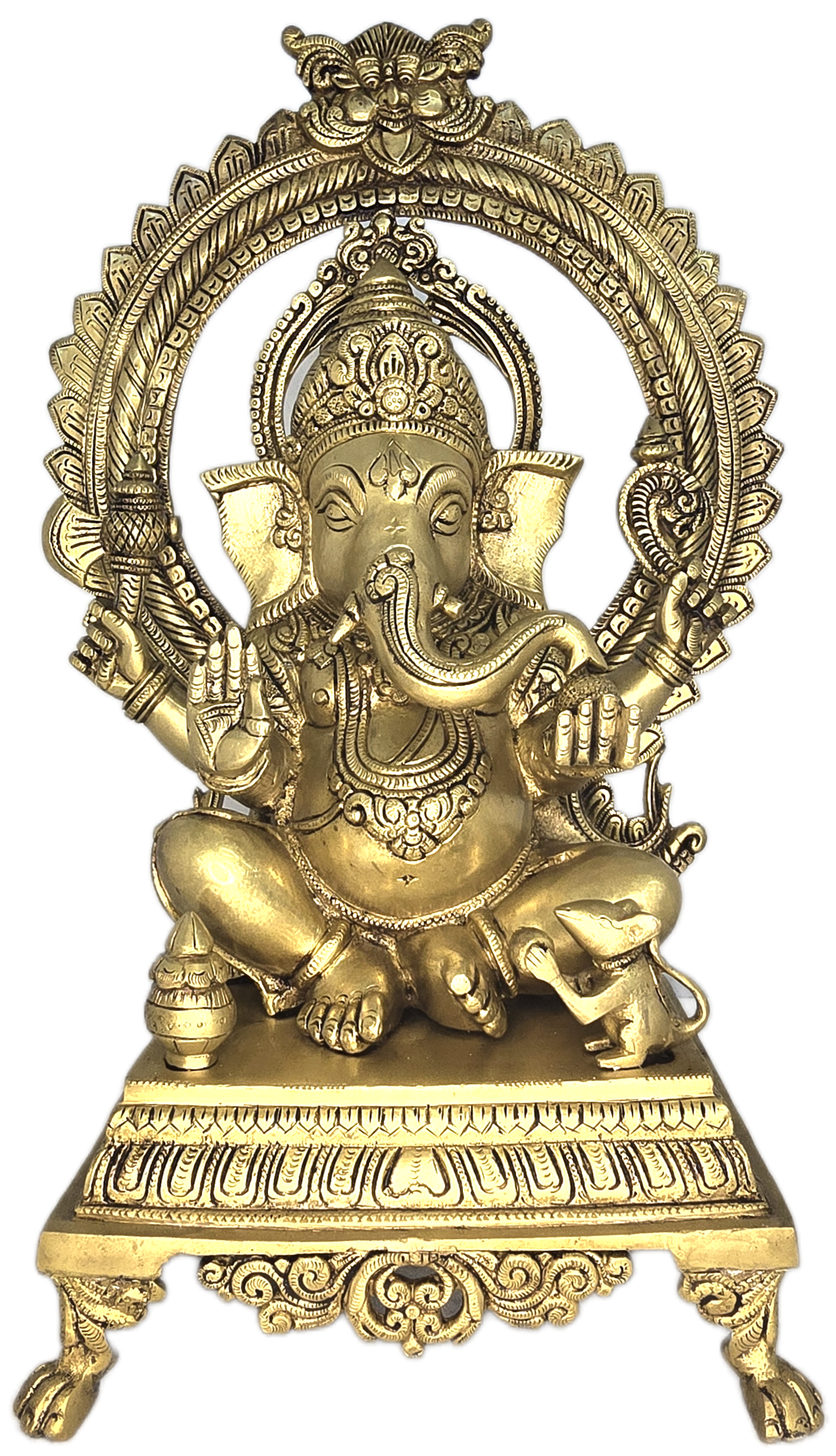 Brass Ganesh Deity w/ Ornate Arch - Matchless Gifts5