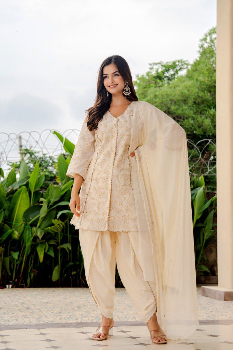 Cotton Embroidered Kurti Set