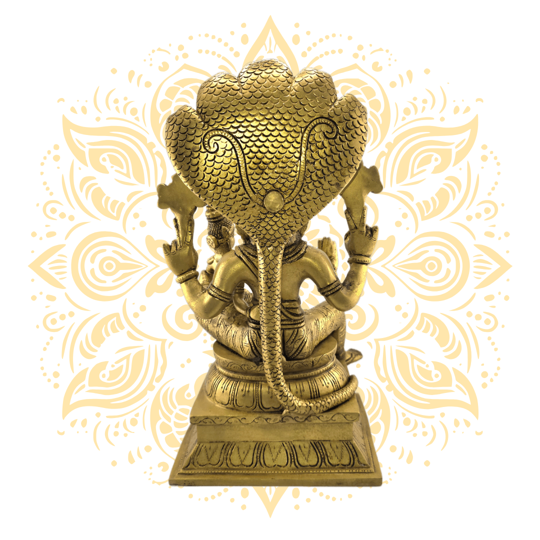 Brass Narasimha W/ Ananta Sesa 14" - Matchless Gifts