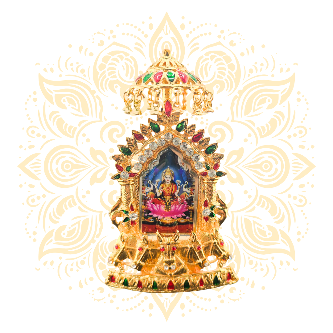 Rathyatra Golden Metal  Deity Mini Mandir Stand