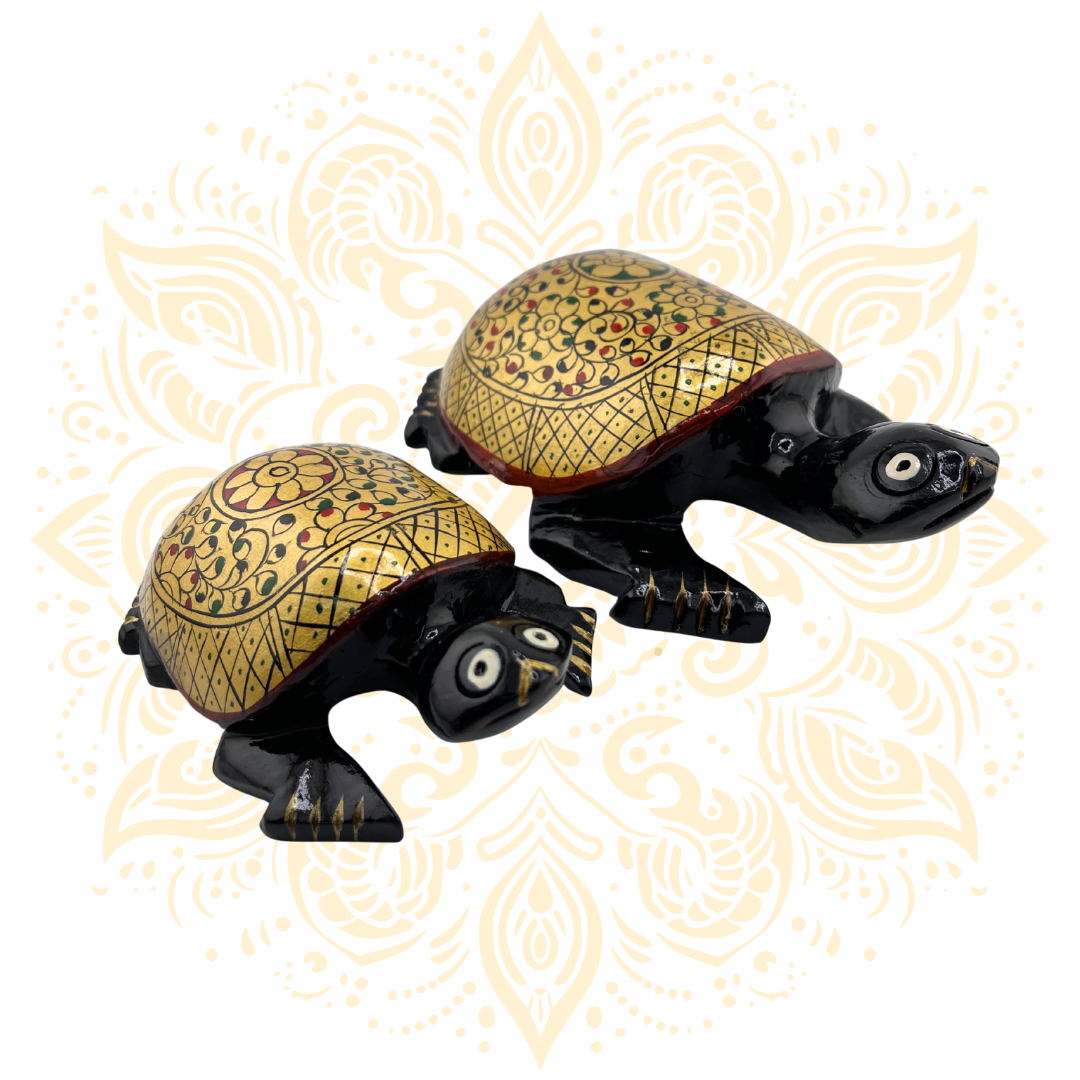 Wooden Black Painted Tortoise