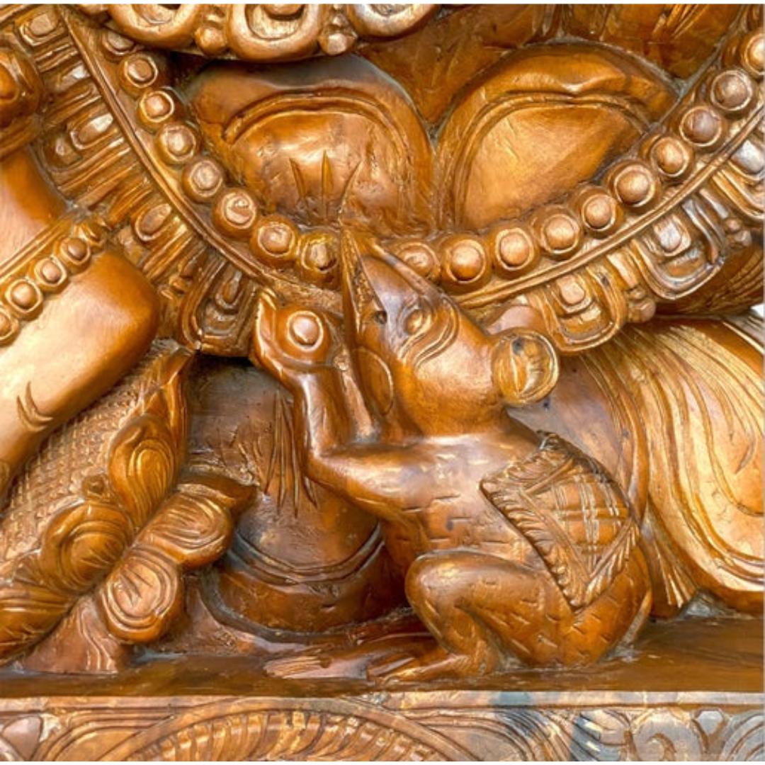 Hand Carved Wooden Ganesh Statue 8' 4"