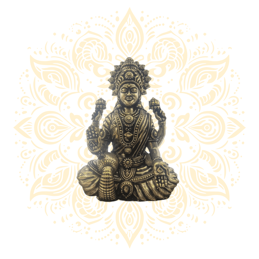 Brass Laxmi w/ Elephant Pauti 8" - Matchless Gifts3
