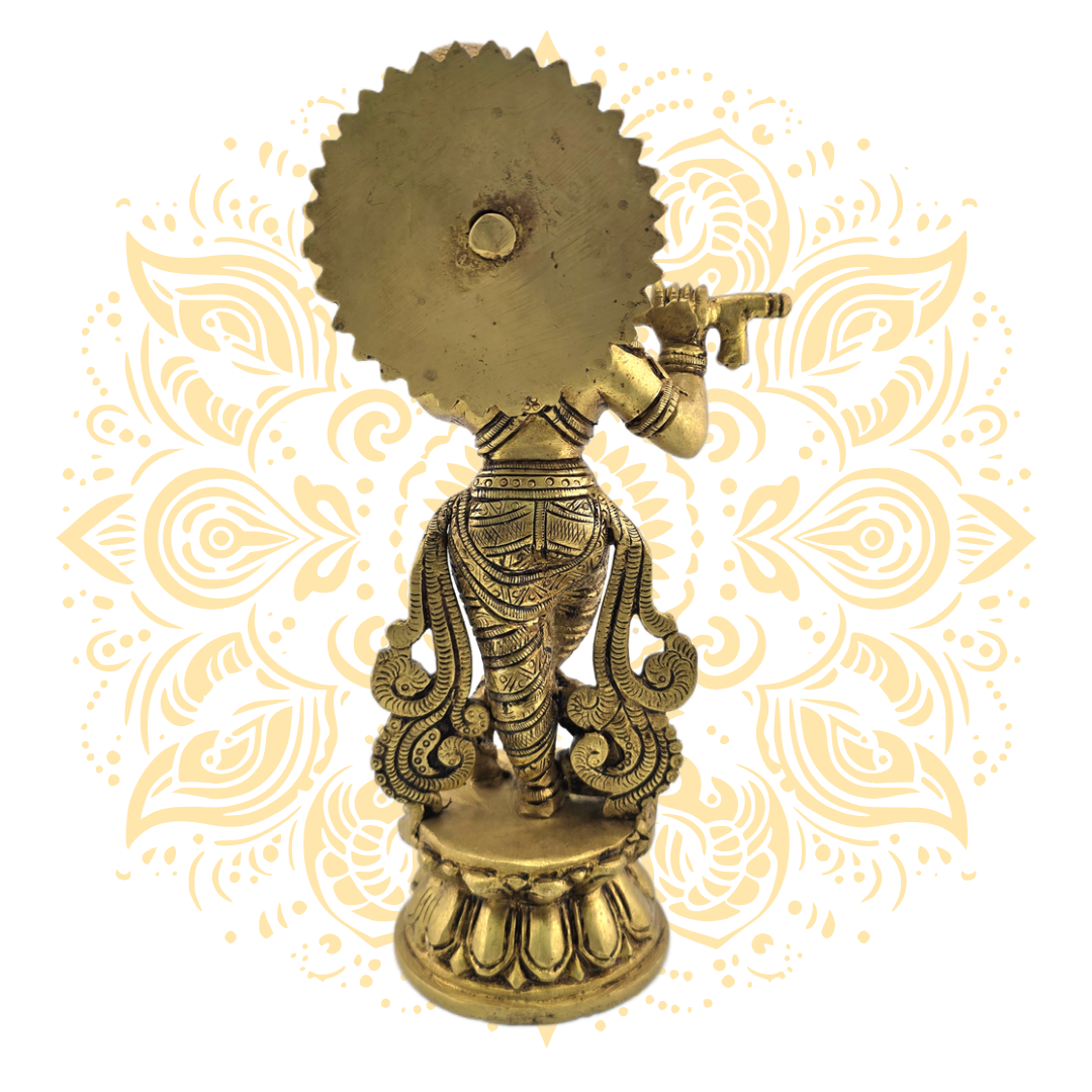 Brass Krishna w/ Flute 9"