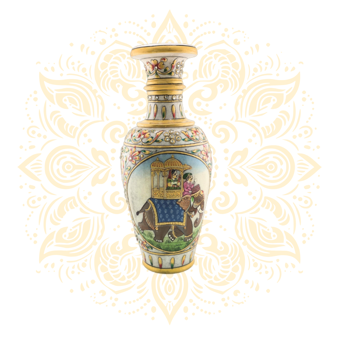 Hand-Painted Marble Flower Vase 12"
