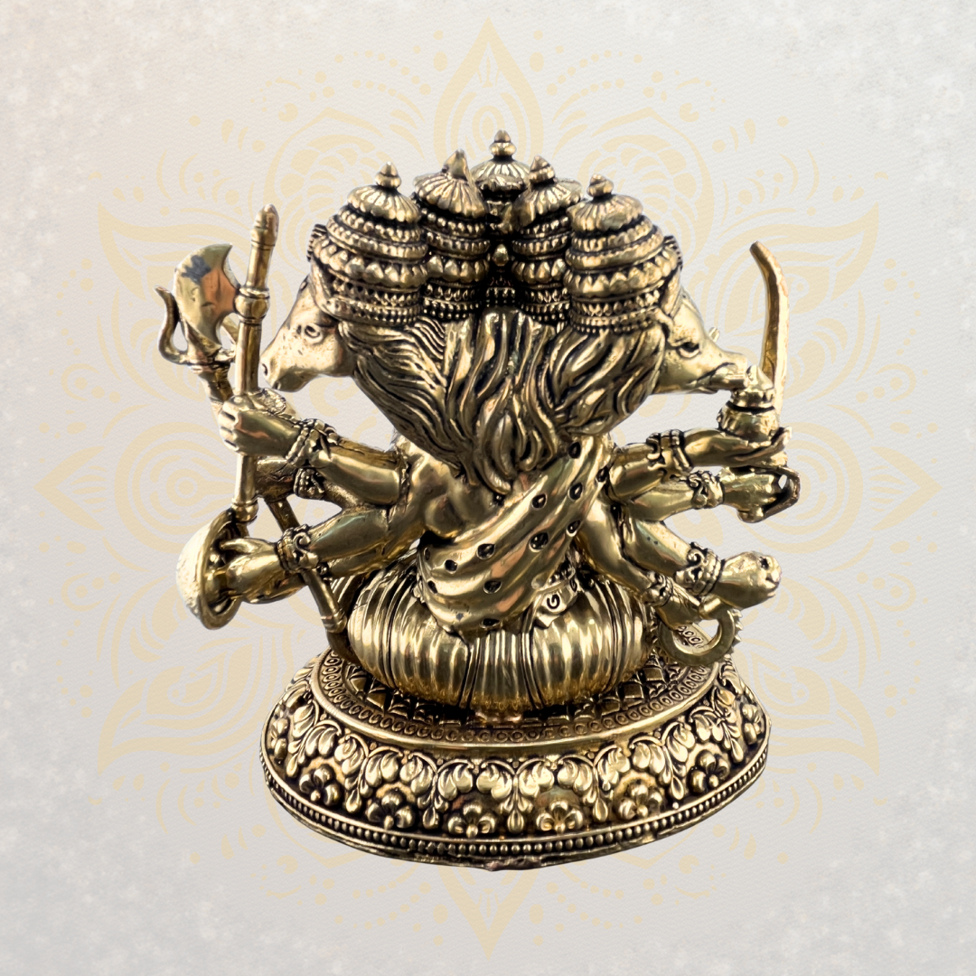 Brass Panchamuki Hanuman Murti 5" - Matchless Gifts4