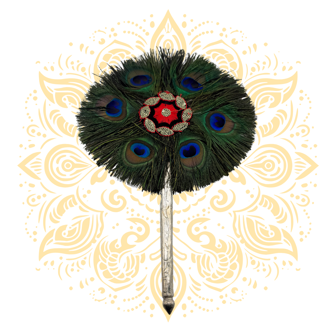 Peacock Feather Hand Fan 8"