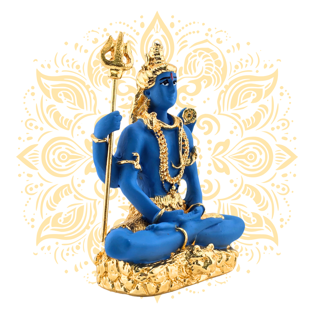 Polyresin Shiva Blue & Gold 3"