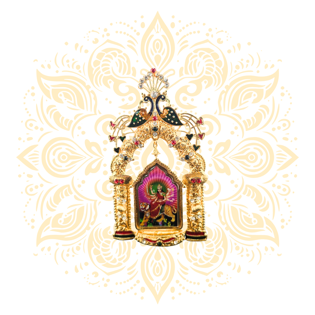 Moksha Golden Metal  Deity Mini Mandir Stand