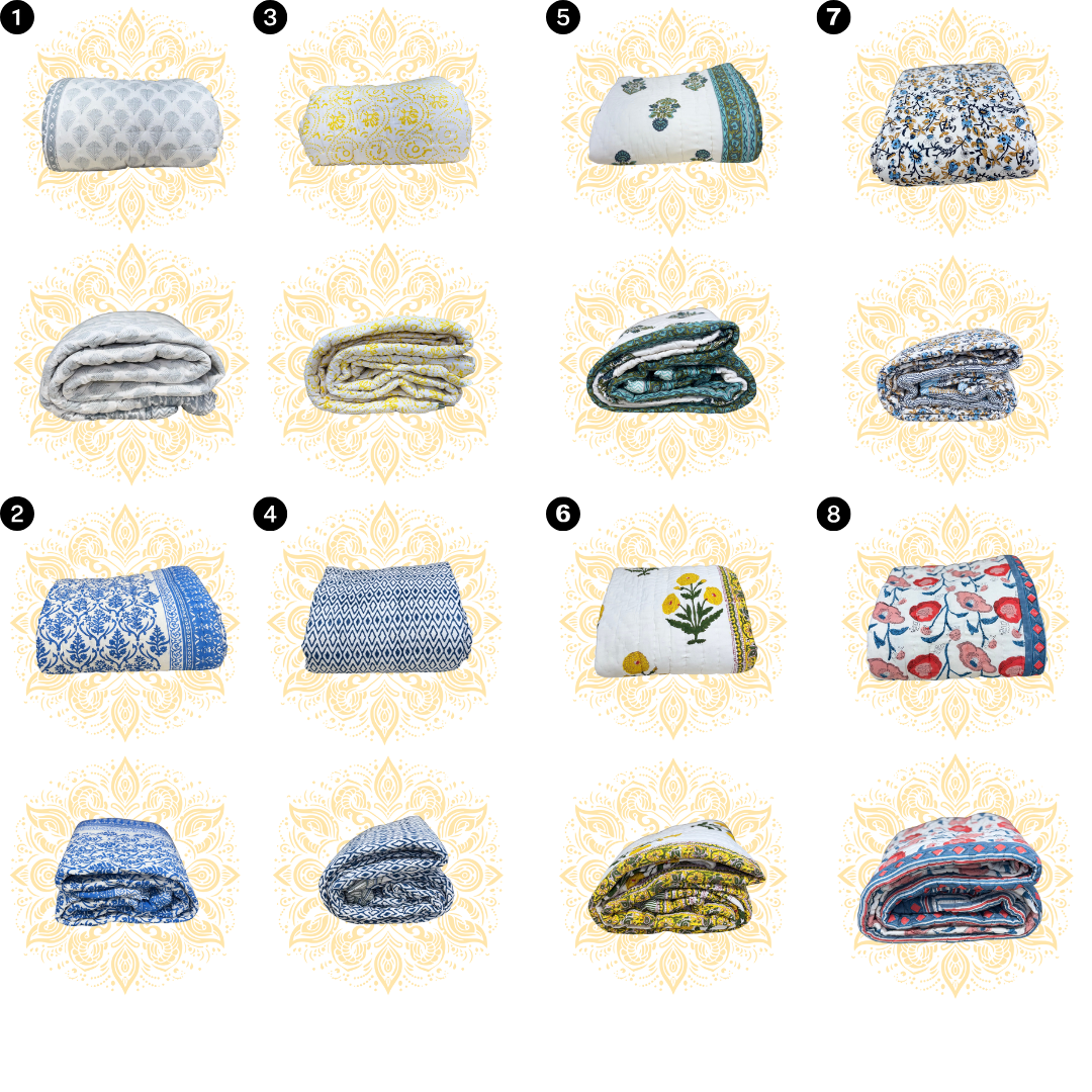 Printed Cotton Quilt - Queen Size 90" x 108" - Matchless Gifts1