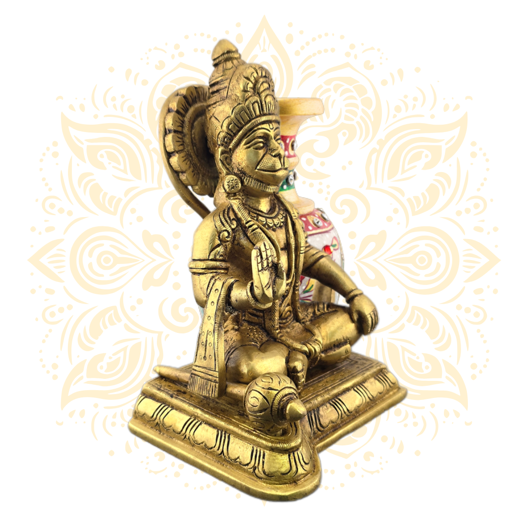 Brass Hanuman Sitting 6.5"