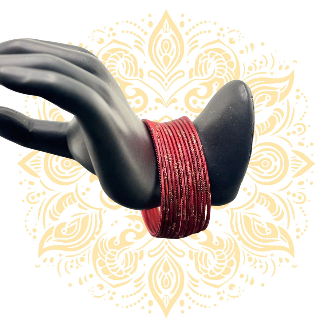 Women's Red Glitter Bangles Set - Matchless Gifts3