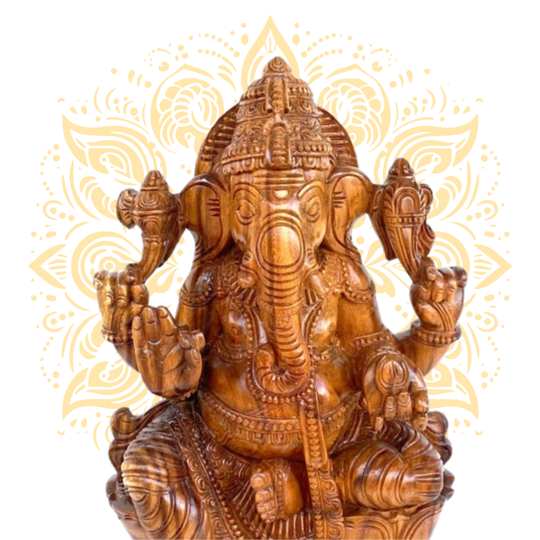 Handcrafted Wooden Ganesh Deity 24"