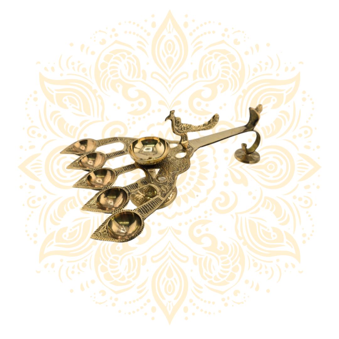 Brass Panchmukhi Aarti Five Wick Diya - Matchless Gifts