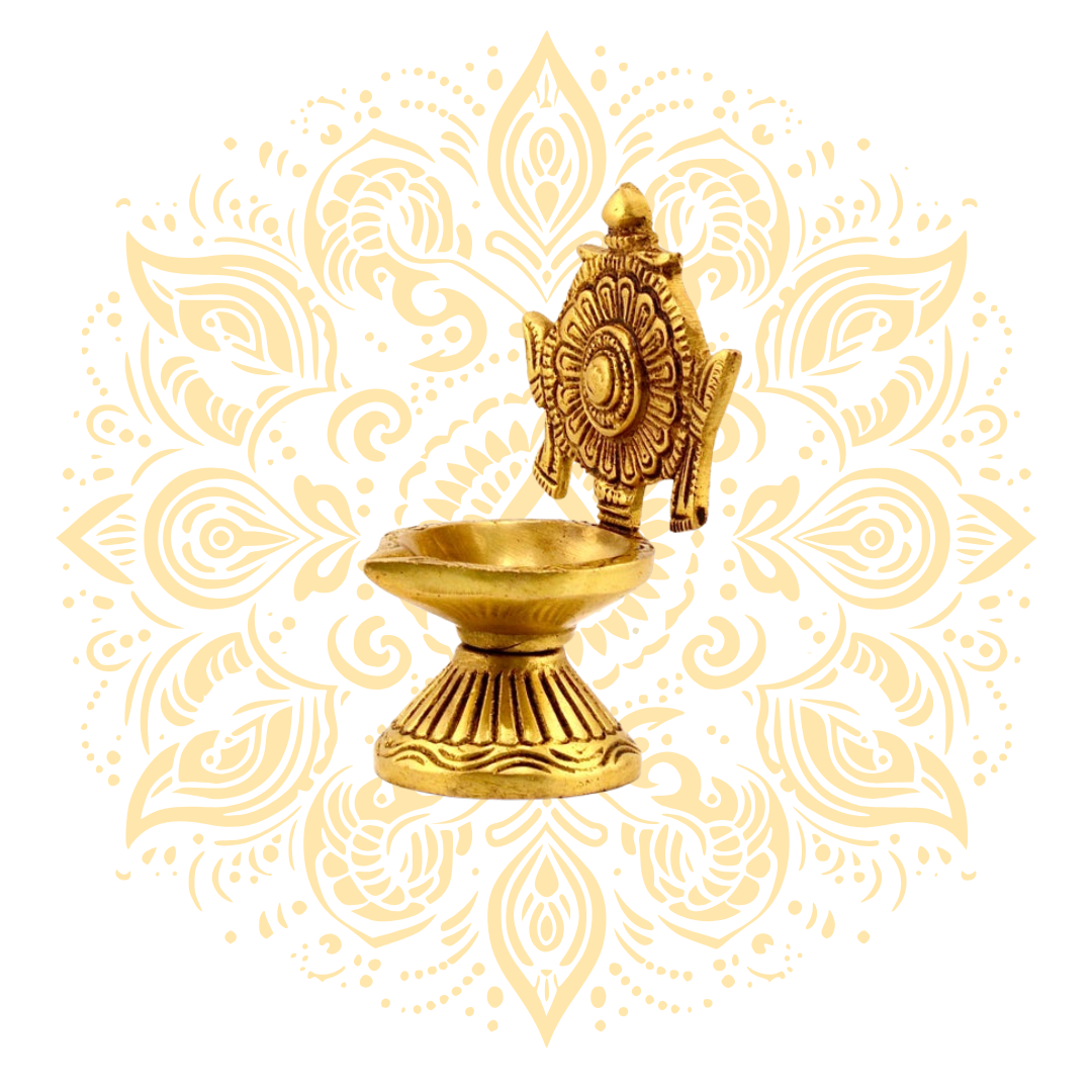 Brass Shanka Chakra Deepak 4"