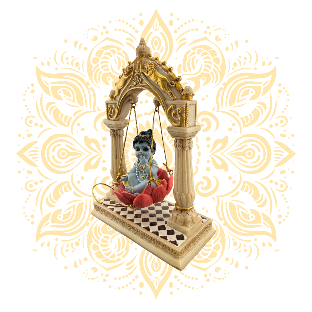 Polyresin Krishna Lotus on Swing 2.5" - Matchless Gifts
