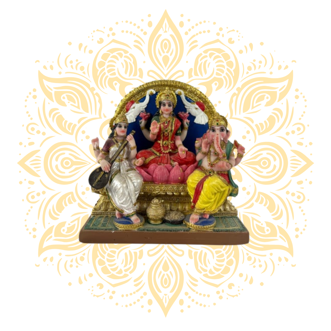 Polyresin Diwali - Saraswati, Laxmi, Ganesh 6.5" - Matchless Gifts