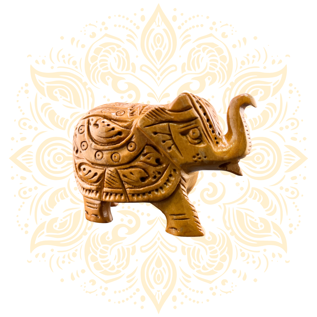 Hand-Carved Wooden Elephant Figurine 2" - Matchless Gifts2