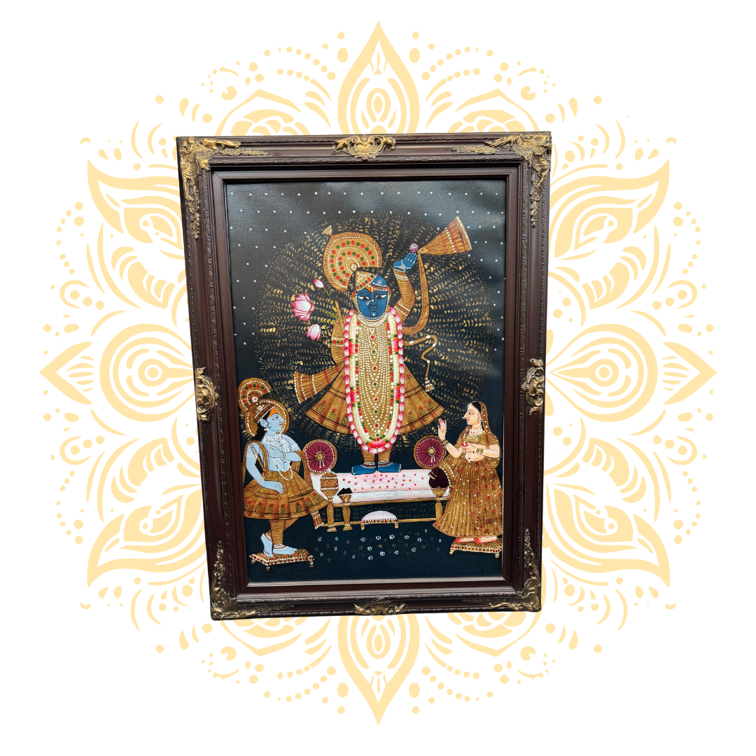 Framed Krishna Art 31" X 42"